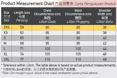 Aulora Basic Top Size Chart