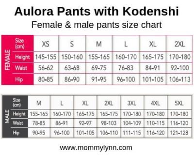 Aulora Pants Size Chart