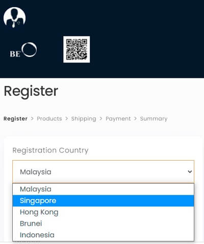 BE4U Registration Country