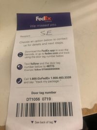 fedex door tag tracking