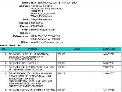 BE International certified halal product