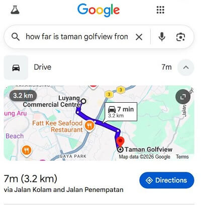Taman Golfview daripada BE International KK business centre