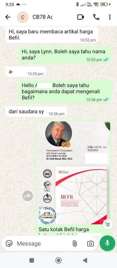 Befil USA message